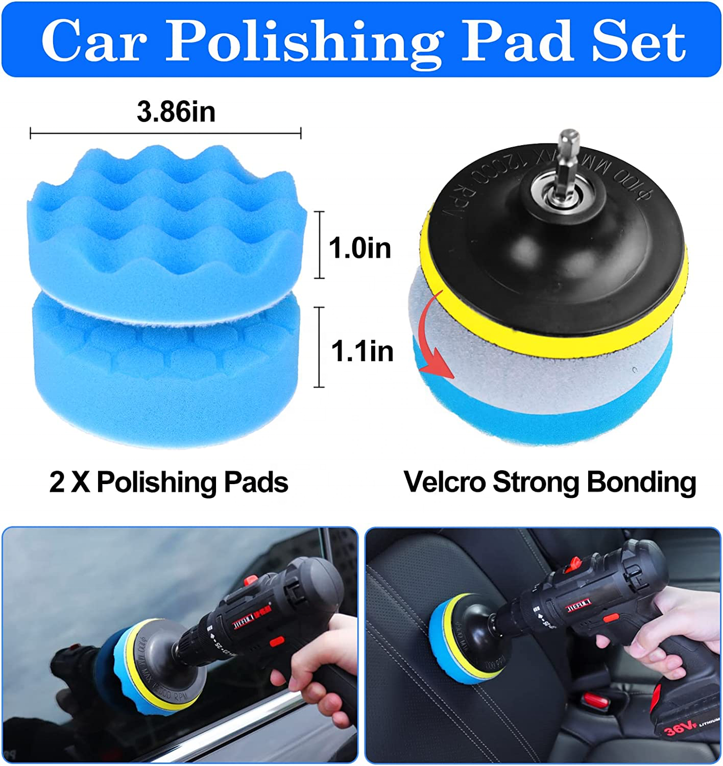 26pcs Car Detailing Brush Set Auto Detailing Car Brush Kit with Buffing Sponge Pads Kit for Car Cleaning Tools