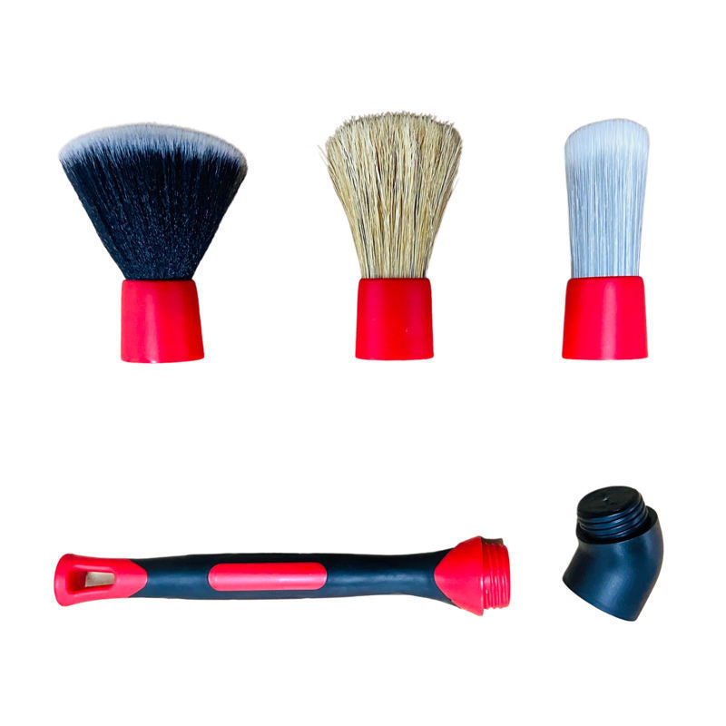 zhenda car engine care cleaning detail wood brush kit 3 pcs car detailing brush kit with long handle