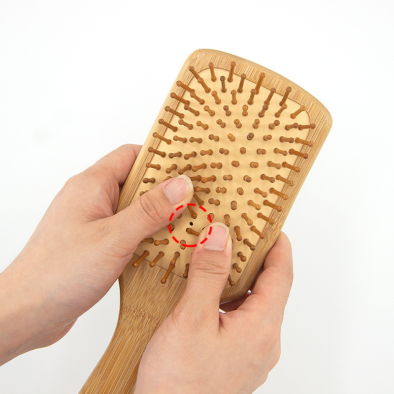 6 In 1 Custom Logo Natural  Paddle Hair Brush Set Bamboo Wood Hair Brush and Comb Set Detangling Hair Brush Set for Women