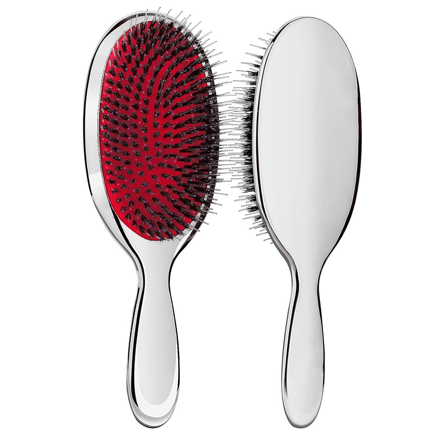 Anti-static Silver Hair Brush Paddle Massage Hair Extension Brush Professional Detangle Natural Bristle Cushion Nylon Brush