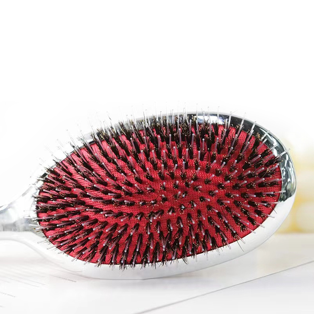 Anti-static Silver Hair Brush Paddle Massage Hair Extension Brush Professional Detangle Natural Bristle Cushion Nylon Brush