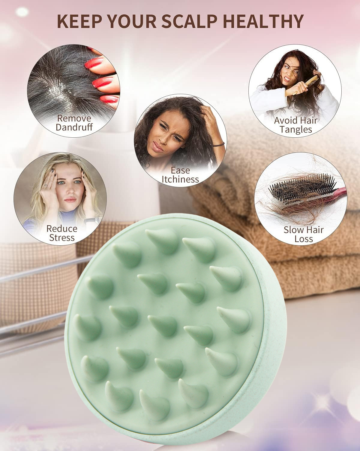 Private Label Soft Silicone Massage Scalp Wheat Straw Shampoo Bath Hair Brush Shower Hair Brush for Women with Custom Logo