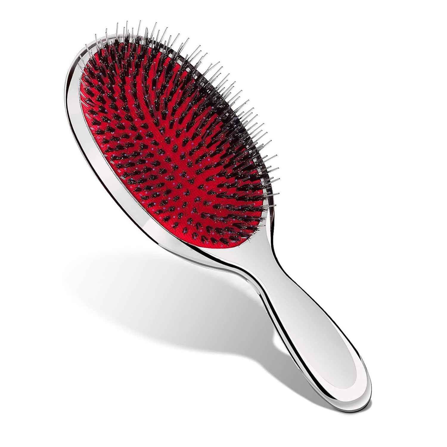 Anti-static Silver Hair Brush Paddle Massage Hair Extension Brush Professional Detangle Natural Bristle Cushion Nylon Brush