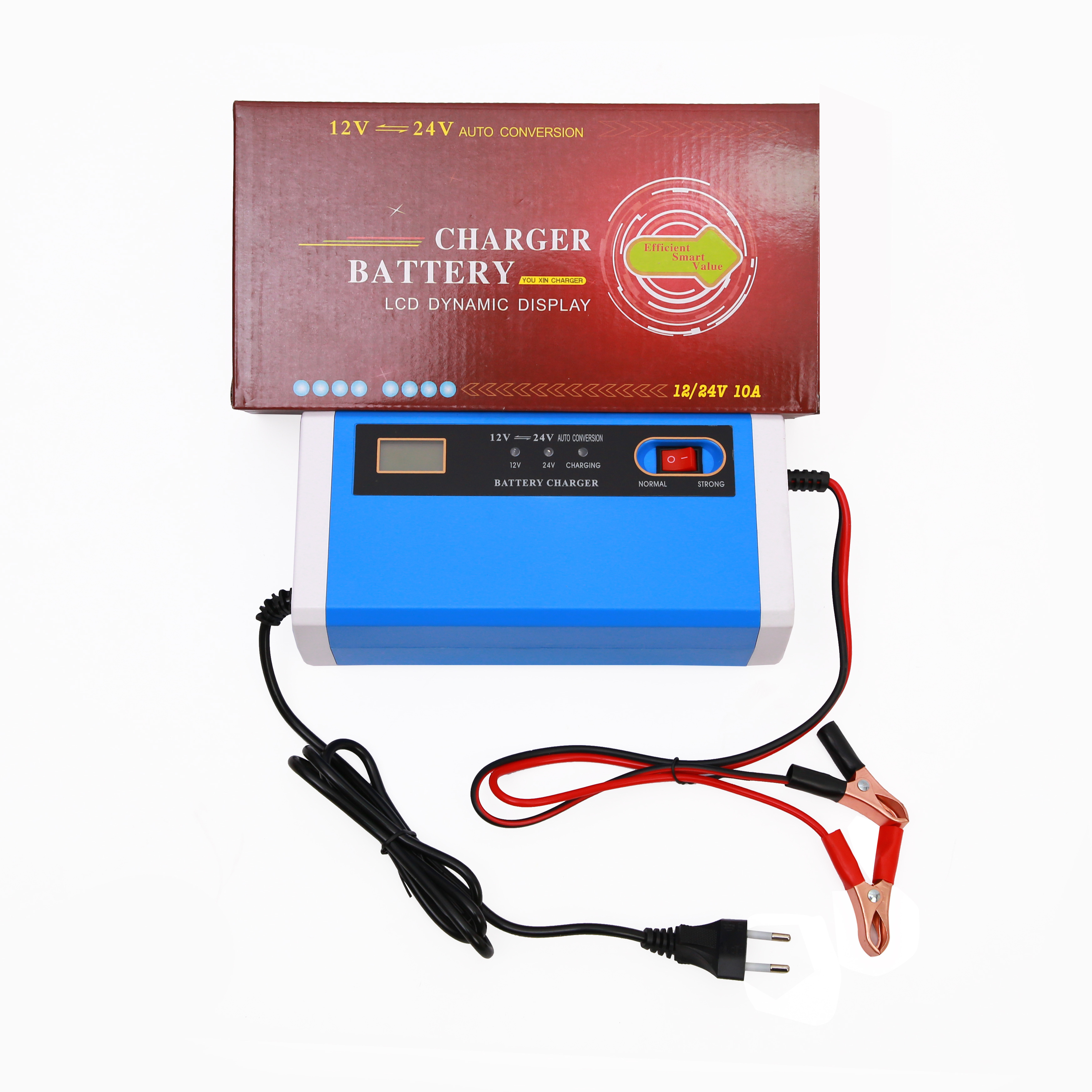 12V 24V 10A 5A Universal Auto Battery Charger Pulse Repair Portable Motorcycle Car Battery Charger