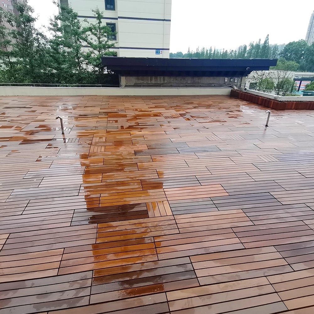 DIY  IPE Wood Deck Tile with interlocking plastic base outdoor decking tile flooring