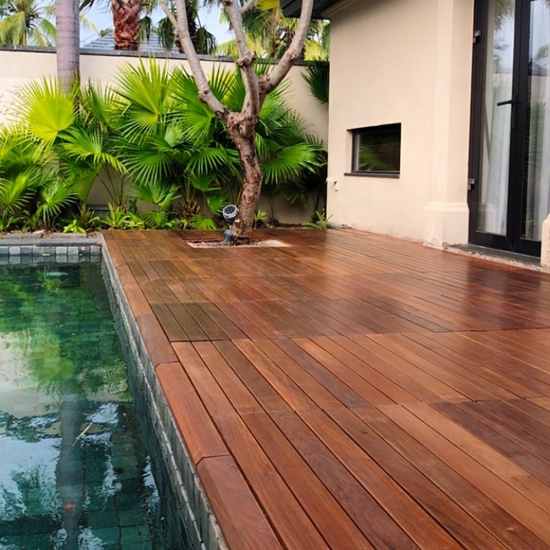 DIY  IPE Wood Deck Tile with interlocking plastic base outdoor decking tile flooring