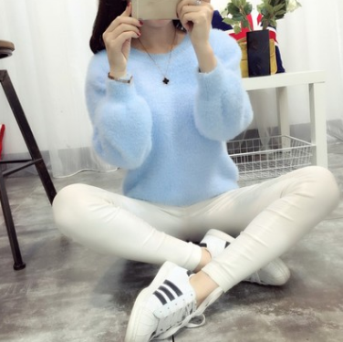 Candy color fur design women blouse ladies fashion woman new Korean girl sweater