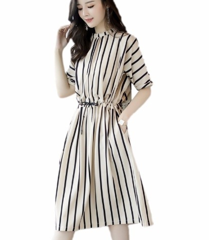 Fashion design ladies clothing Korean short sleeve stripe dresses chiffon girl summer dress