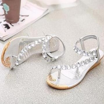 Alibaba latest design women shoes Bohemian style flat toepost shoes large size ladies sandal