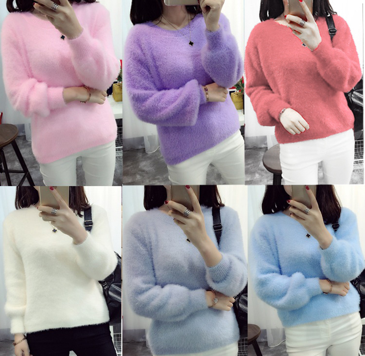 Candy color fur design women blouse ladies fashion woman new Korean girl sweater