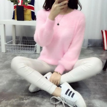 Candy color fur design women blouse ladies fashion woman new Korean girl sweater