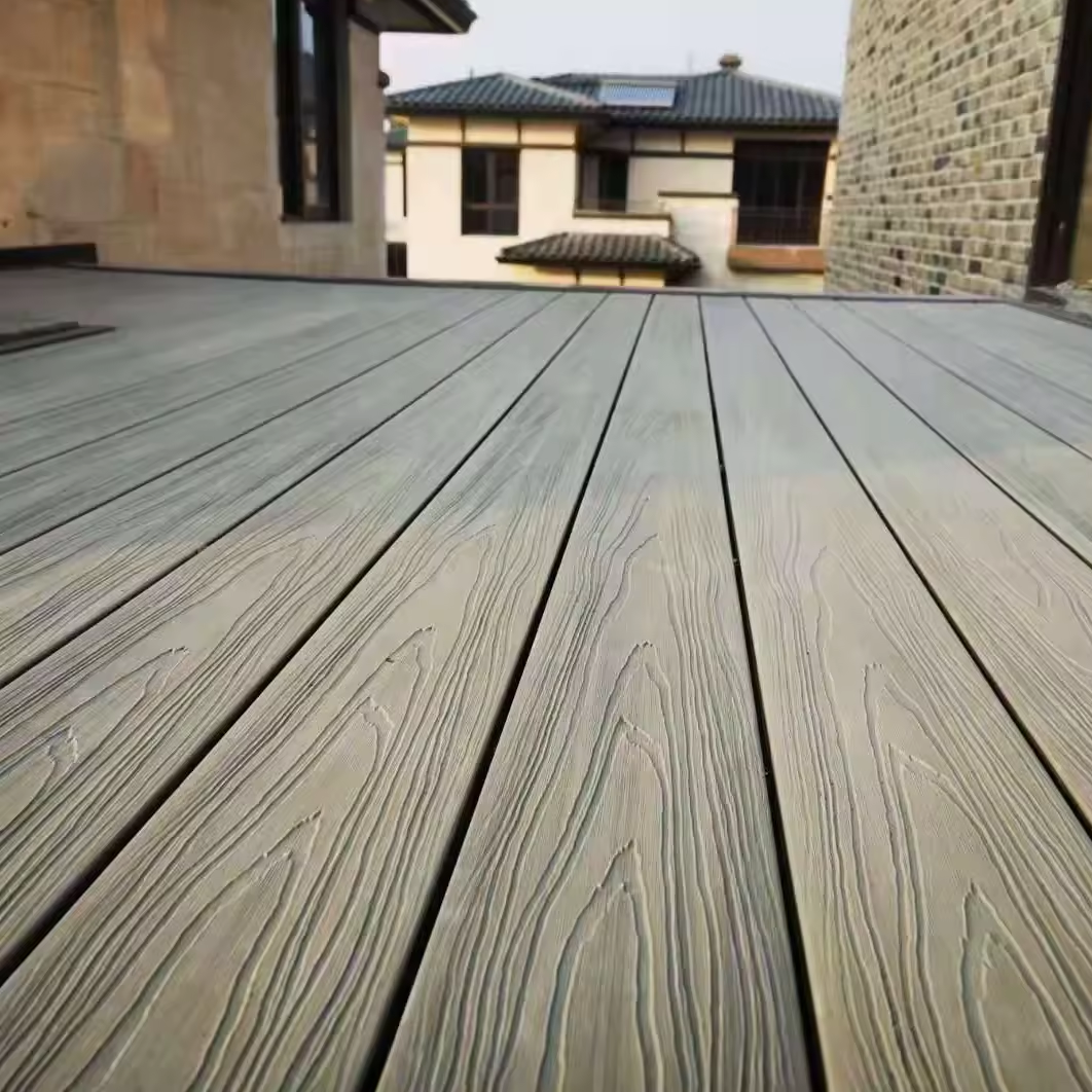 High Quality Plastic Wood Decking Exterior Co-extrusion WPC Flooring Wooden Striped Outdoor Decking