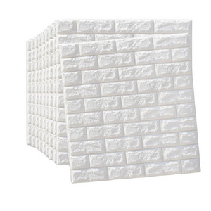 White brick pattern 3D foam PE wall paper with bedroom decorative board