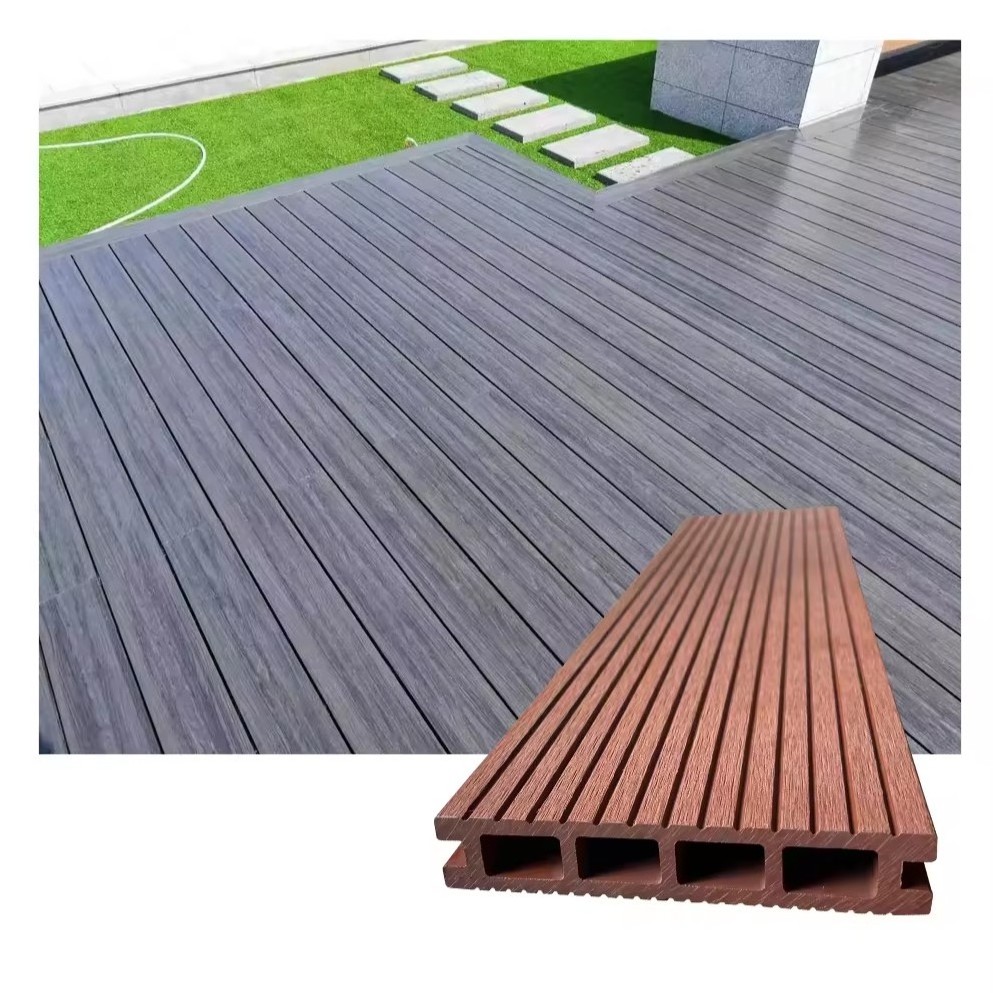 High Quality Plastic Wood Decking Exterior Co-extrusion WPC Flooring Wooden Striped Outdoor Decking