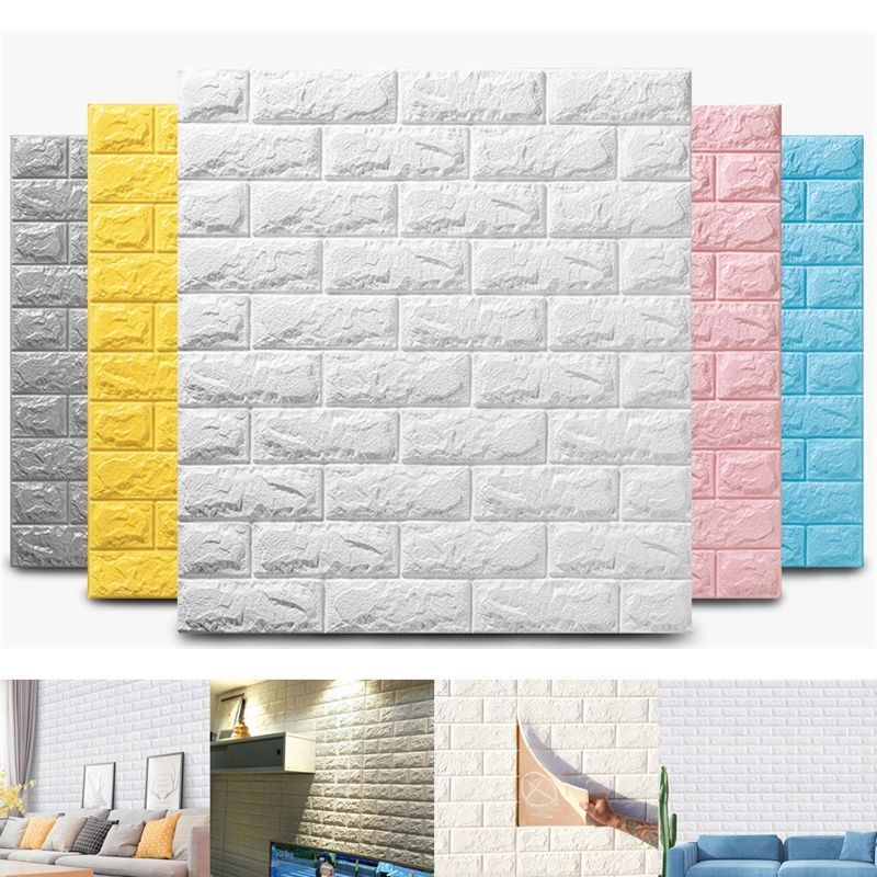 White brick pattern 3D foam PE wall paper with bedroom decorative board