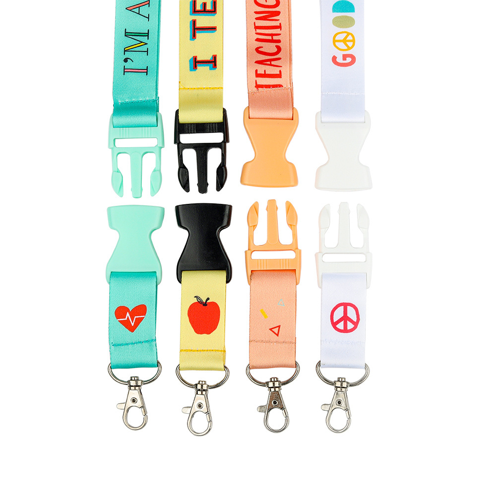 Promotional Custom Logo Pattern Teacher Id Accessories Keychain Sublimation Plain Material Neck Strap Custom Polyester Lanyards