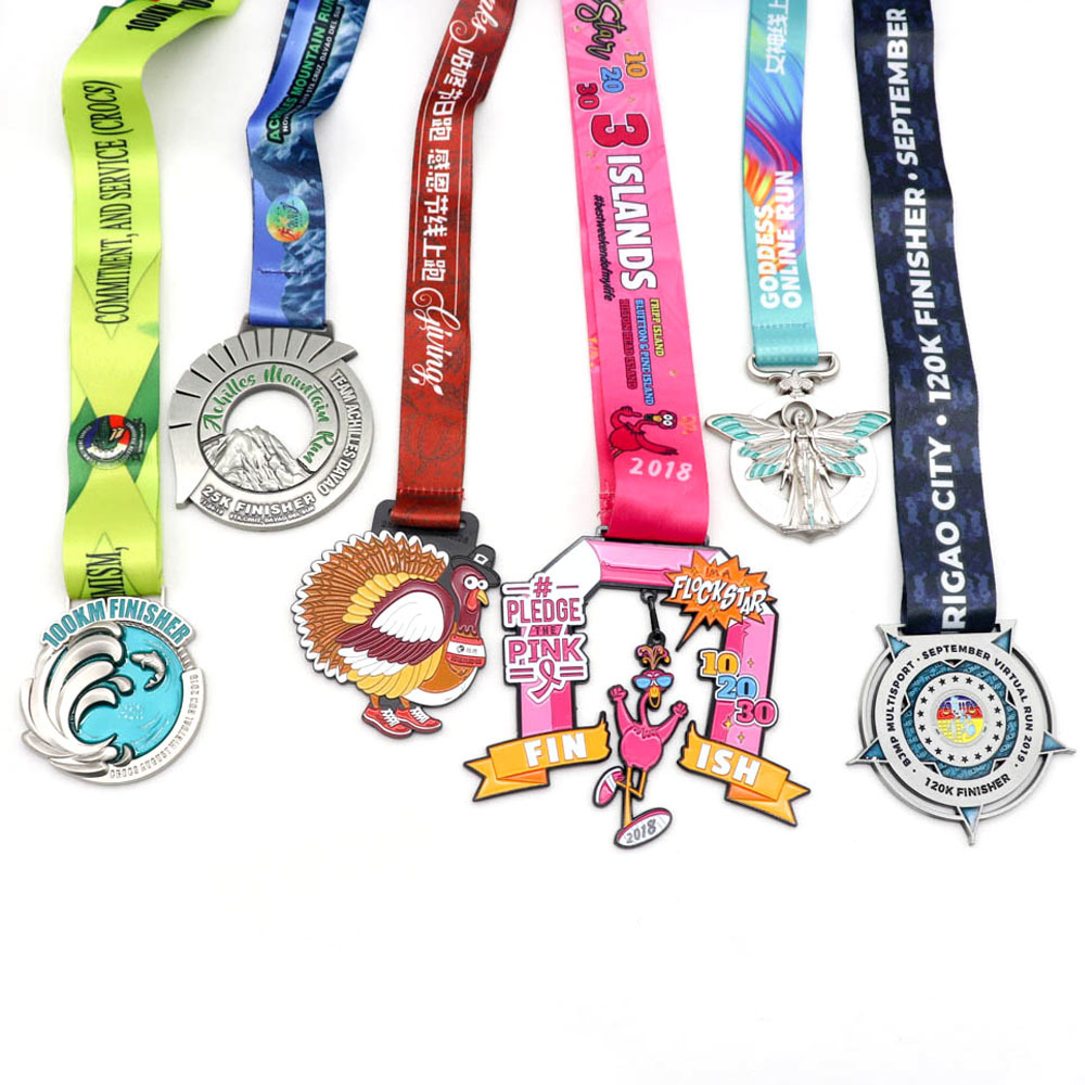 China cheap Custom metal design you own Marathon Running zinc alloy 3D gold metal award medal with sublimation ribbon