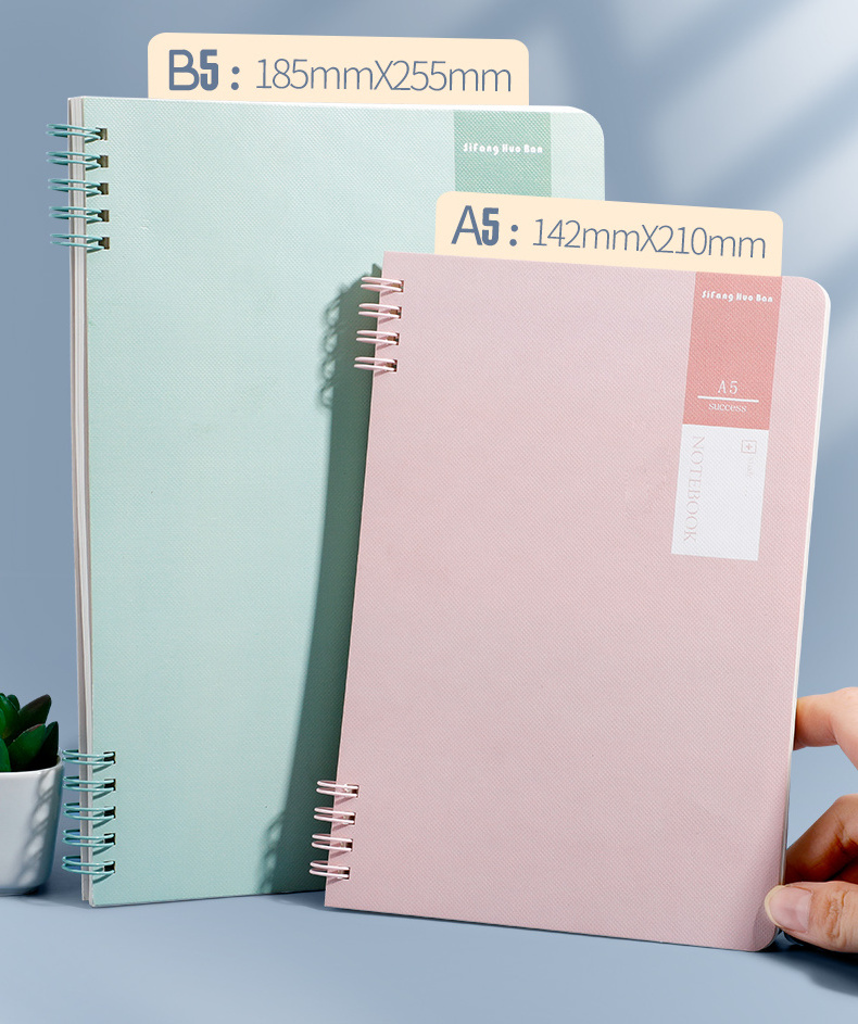 AI-MICH Oem Coil Binding A5 B5 Factory Customized Art Paper Hard Dairy Exercise Pp Coil Book Cover Notebook For Student