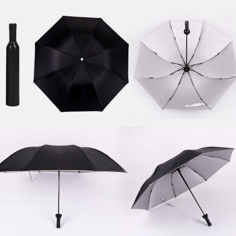 AI-MICH Custom Printing Advertise Business Gift Promotion Travel Rainy Sunny 3 Folding Umbrella Foldable Wine Bottle Umbrellas