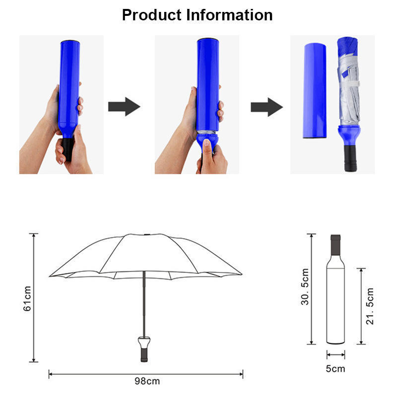 AI-MICH Custom Printing Advertise Business Gift Promotion Travel Rainy Sunny 3 Folding Umbrella Foldable Wine Bottle Umbrellas