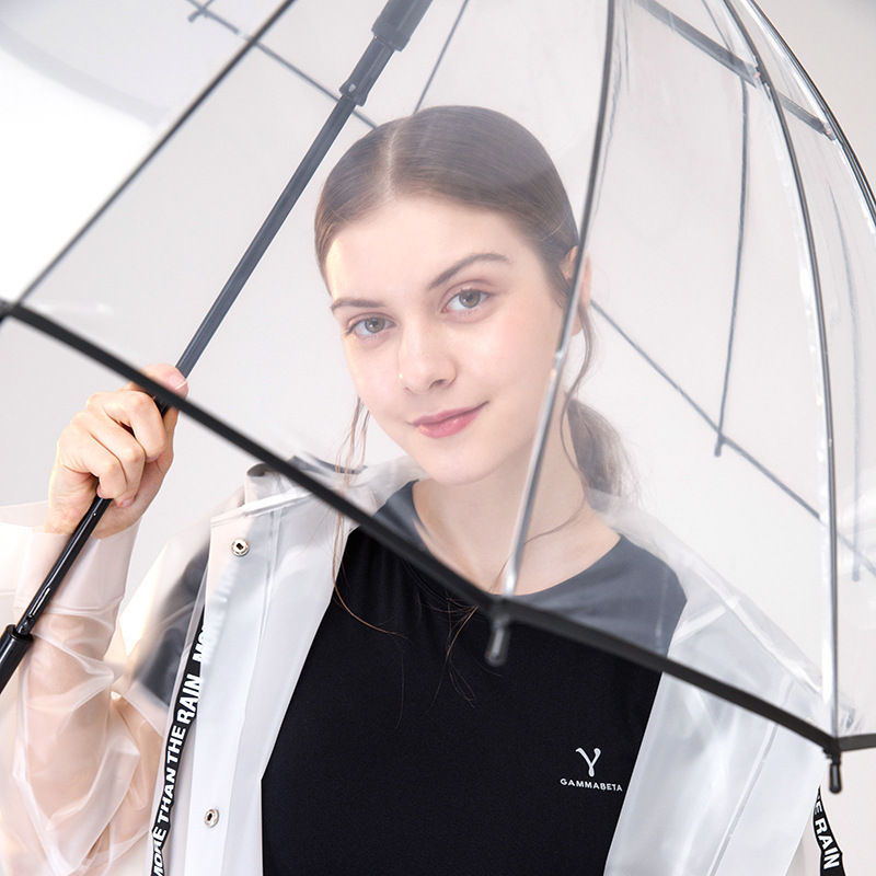 AI-MICH Women'S See Throught Dome Shape Transparent Plastic Clear Bubble Rain Smart Umbrella Promotional Umbrella