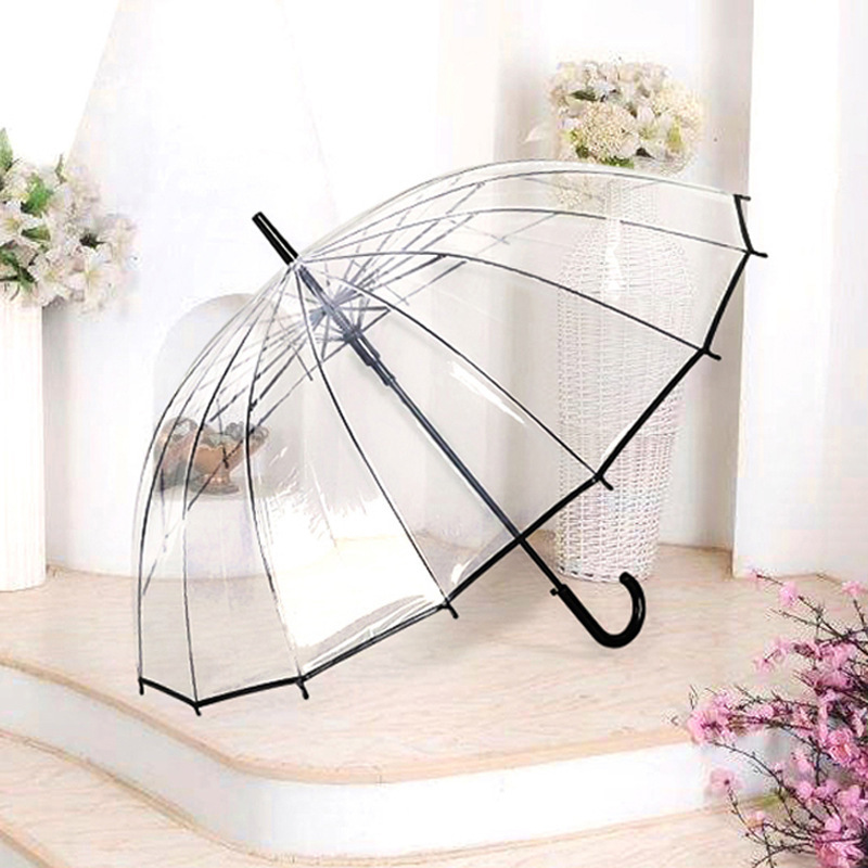 AI-MICH Custom Logo 25Inch Poe Transparent Bridal Straight Clear Umbrella Made Smart Promotional Umbrella