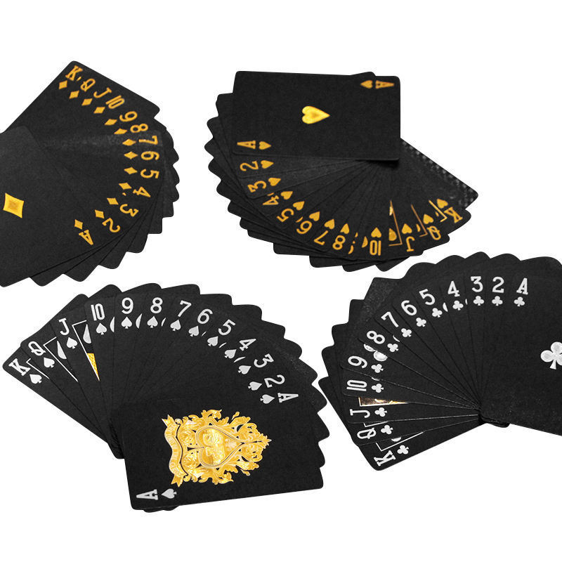 AI-MICH Custom Logo High Quality Smooth Black Plastic Waterproof Poker Creative Durable Gold Plated Poker Playing Cards