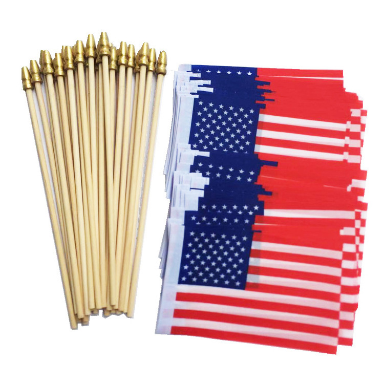 AI-MICH Factory Direct Sale Custom Hand Flag Printing Sublimation Logo Color Stick Advertising Custom Hand Flags