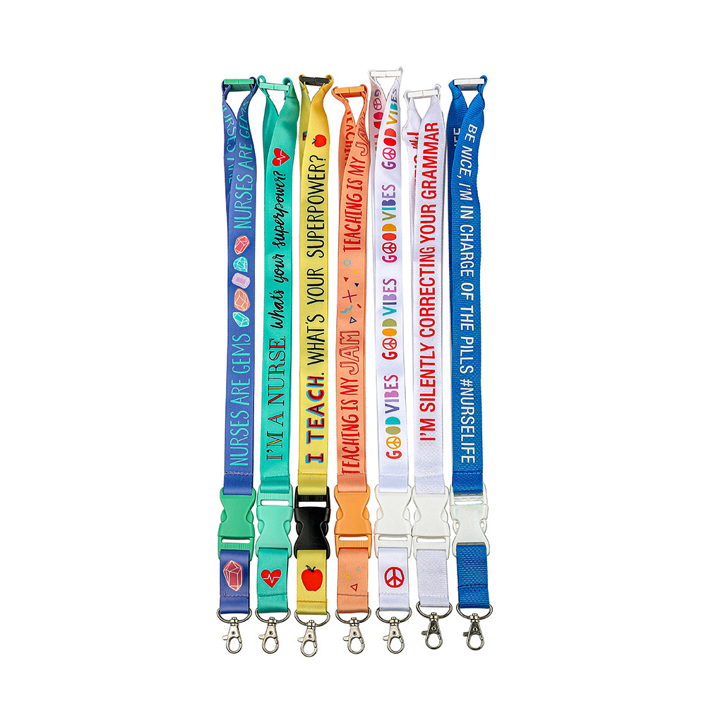 Promotional Custom Logo Pattern Teacher Id Accessories Keychain Sublimation Plain Material Neck Strap Custom Polyester Lanyards