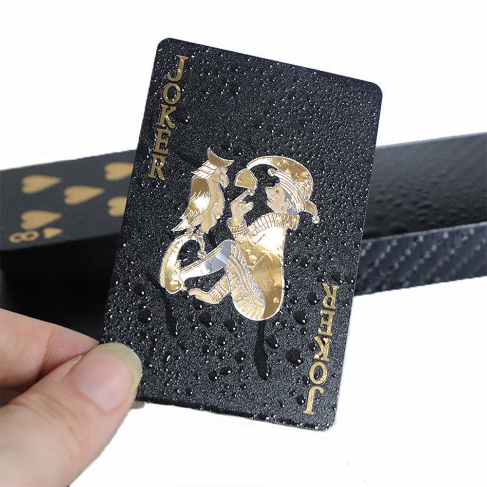 AI-MICH New Custom Personalized Plastic Poker Smooth Waterproof Black Playing Cards Gold Plated Durable Poker Decks Board Games