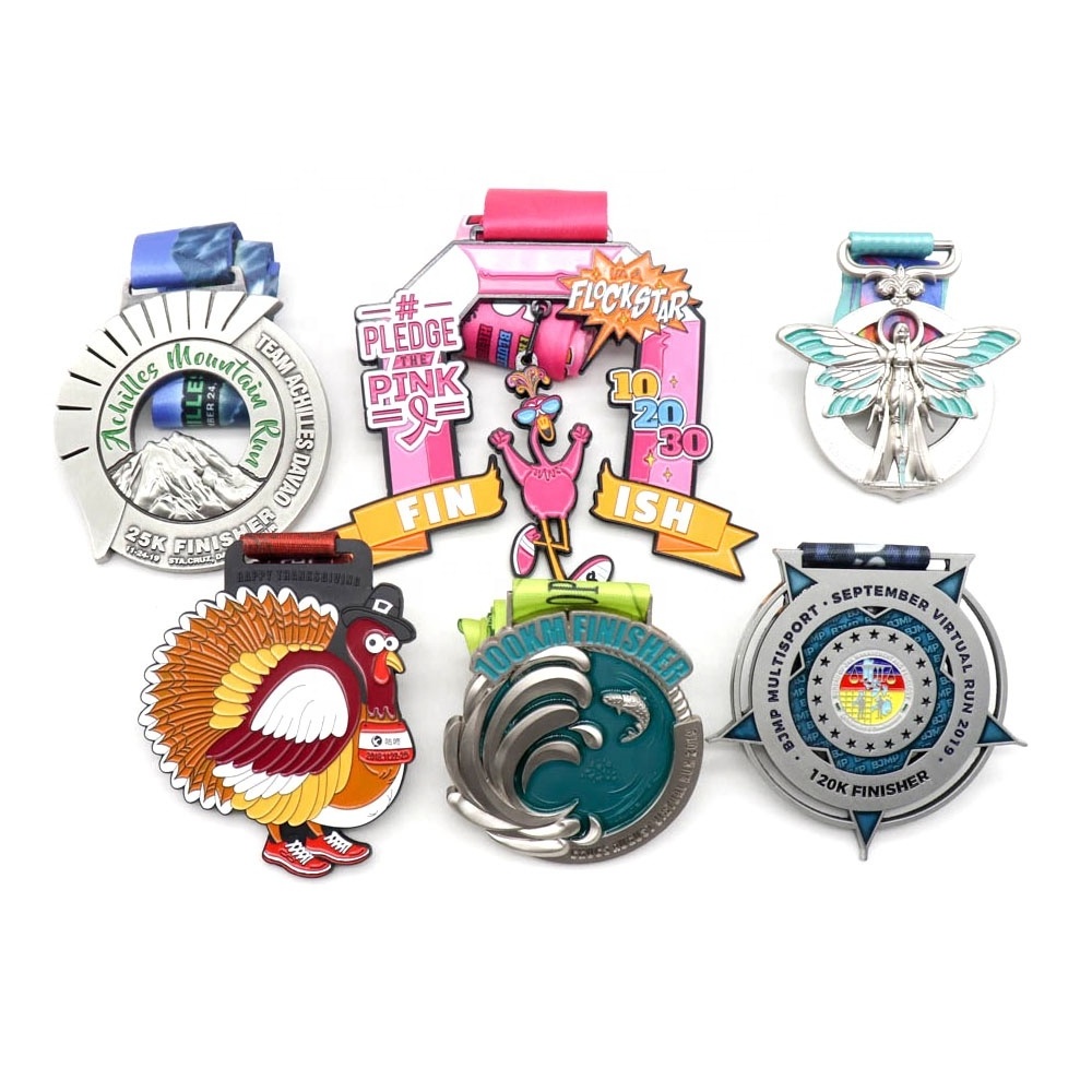 China cheap Custom metal design you own Marathon Running zinc alloy 3D gold metal award medal with sublimation ribbon