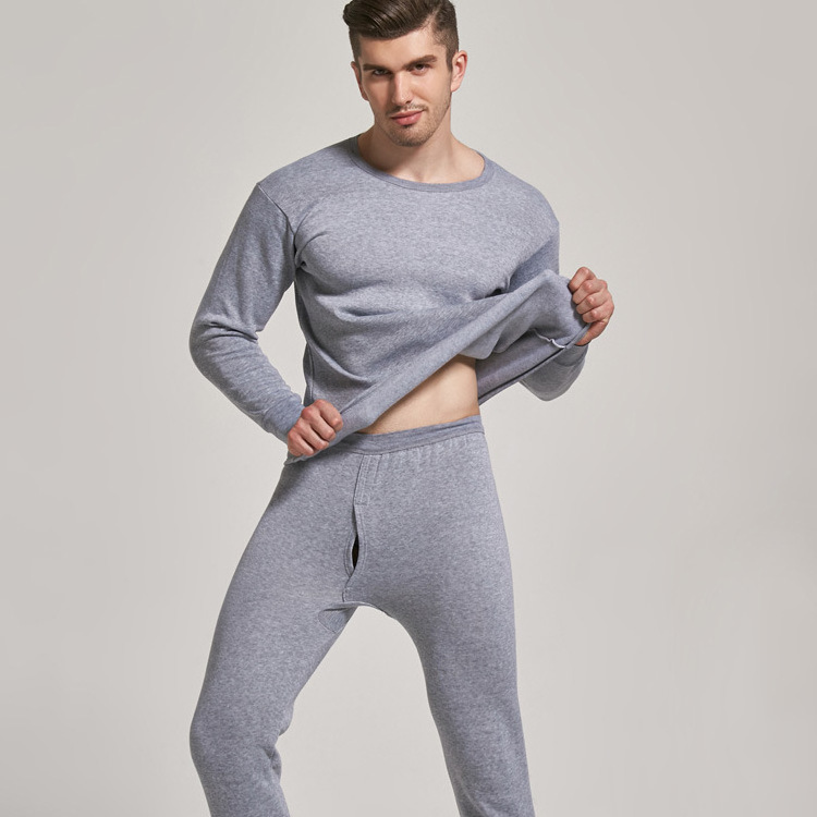 AI-MICH Custom Union Merino Wool Long Sleeve Classic Set Solid Color Thermal Underwear Men Long Johns Suit Thermal Underwear