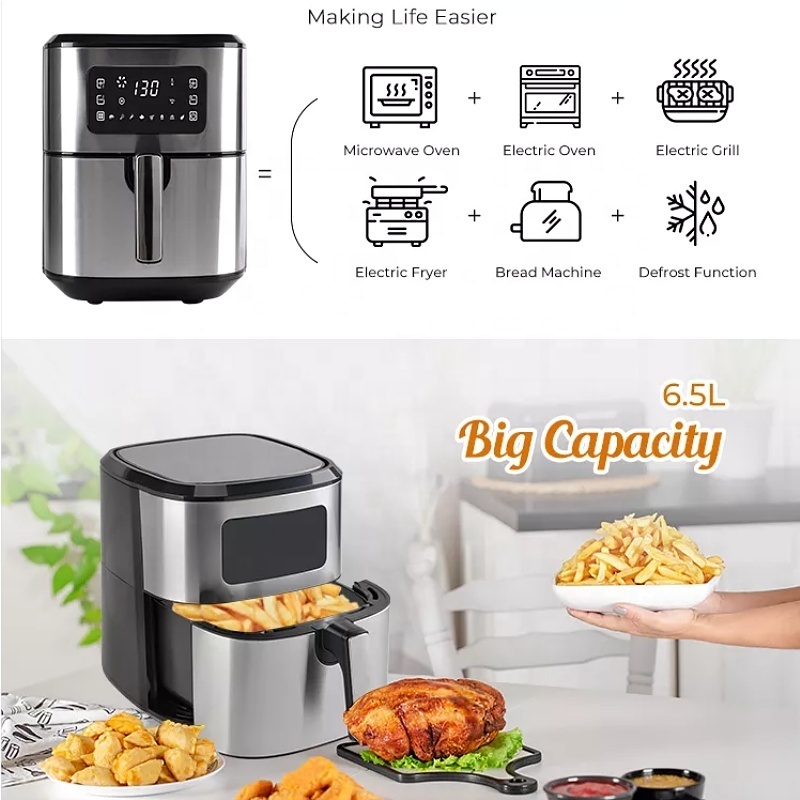 2024 New Design 6.5L Big Capacity Electric Digital Smart Air Fryer with Scale Function for Home Use