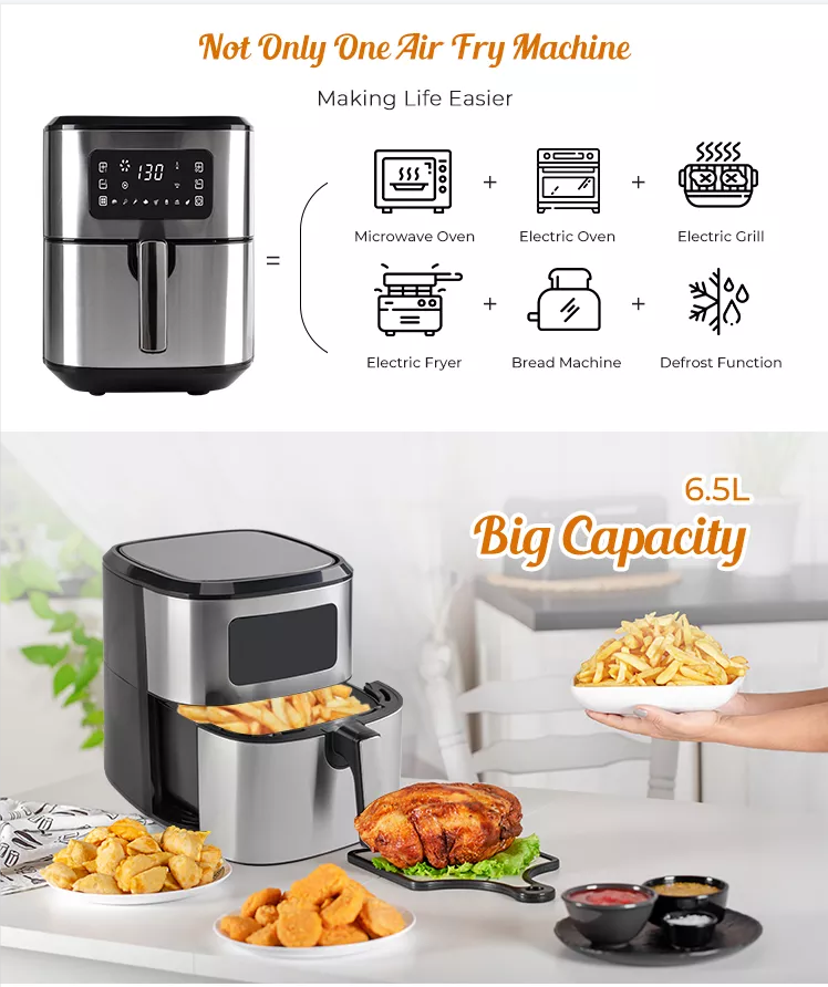 Fashion design electronic touch screen toast frier without oil oven in japan air flyer fryer electric digital 6l of low price