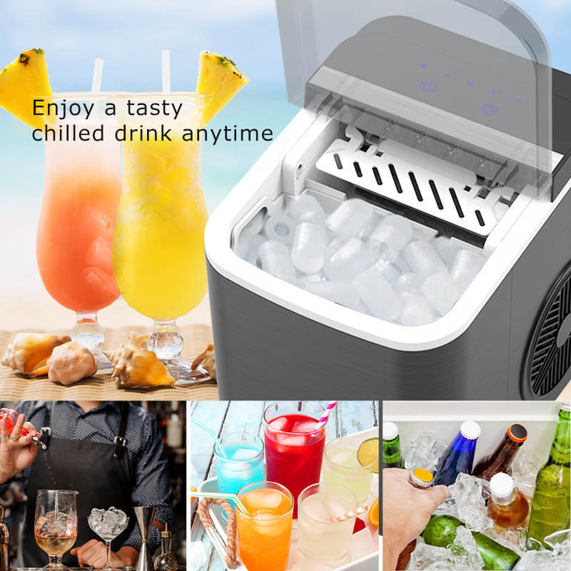 Portable Countertop 26 Lbs 9 Ice Cubes In 6 Mins Self-Cleaning Mini Ice Making Machine With Ice Scoop For Home Kitchen