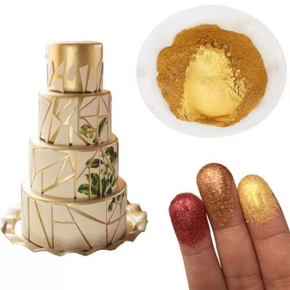 Food Grade Metallic Color Mica Powder Gold Edible Glitter Edible Luster Dust for Drinks Chocolates