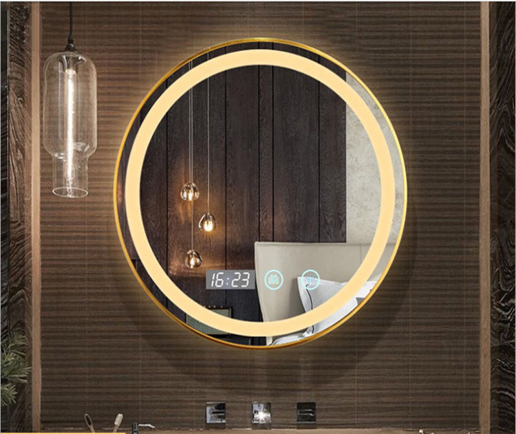 Bathroom round smart bathroom mirror light aluminum alloy space aluminum led mirror lamp hotel dress and make up mirror light