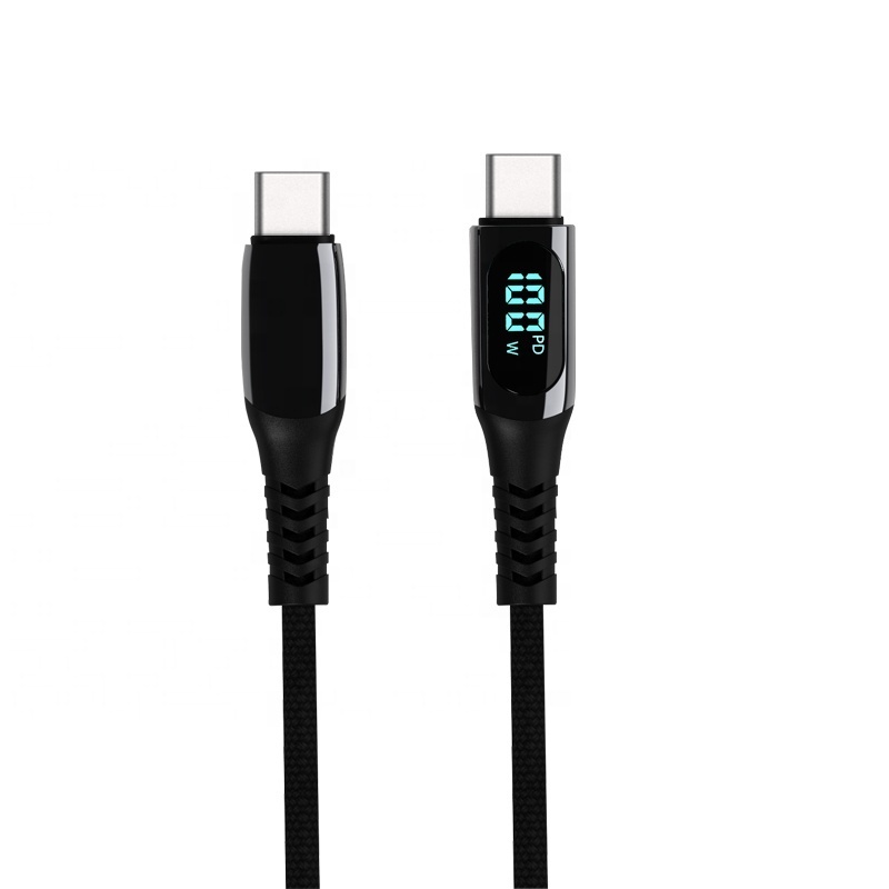 Wholesale LED Digital display usb c phone data sync cable PD LED light fast charging charger cable for iPhone