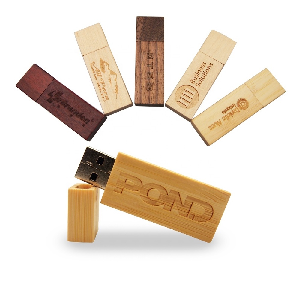 Eco-friendly Wooden usb flash drive Maple Walnut Rose Natural Bamboo Usb Stick 3.0 2.0 Engraved Logo Wedding gifts Pendrive