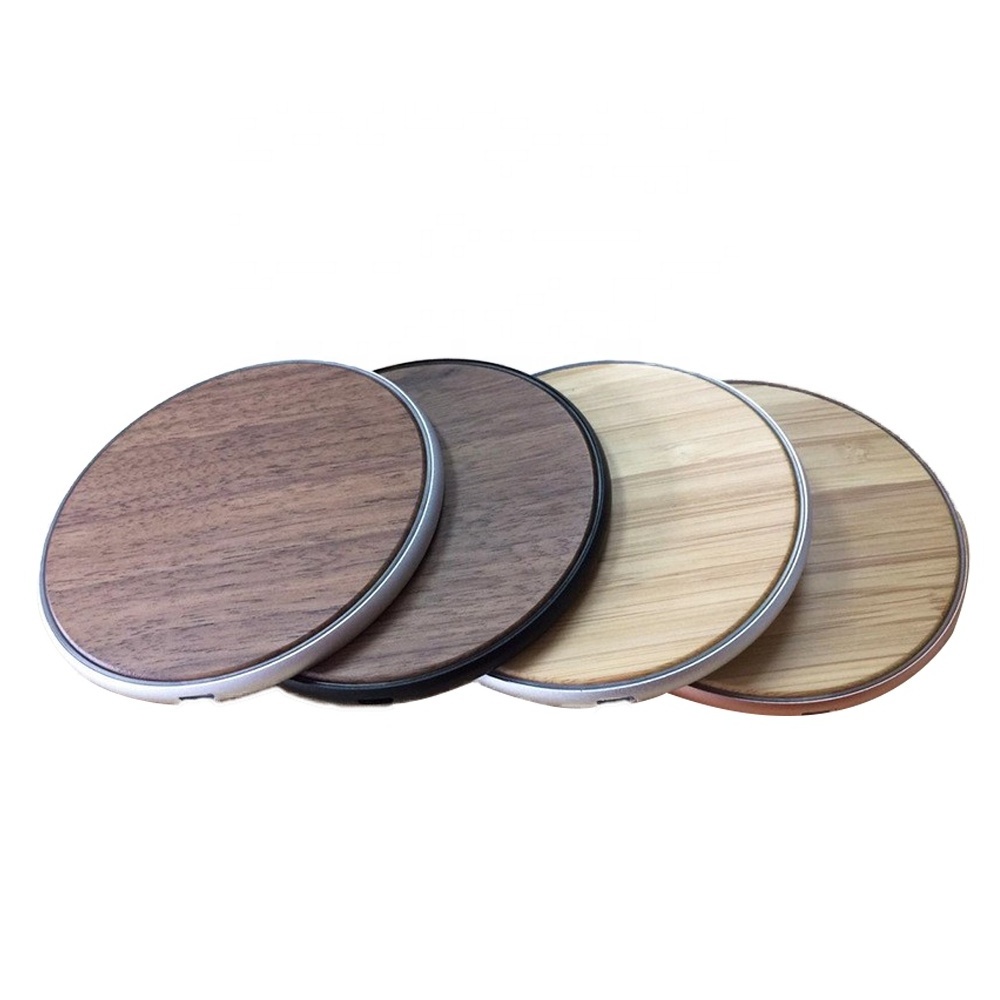 Hot selling oem 15w 10w fast qi wireless charger LED light CE ROHS wireless charger pad bamboo wireless phone charger