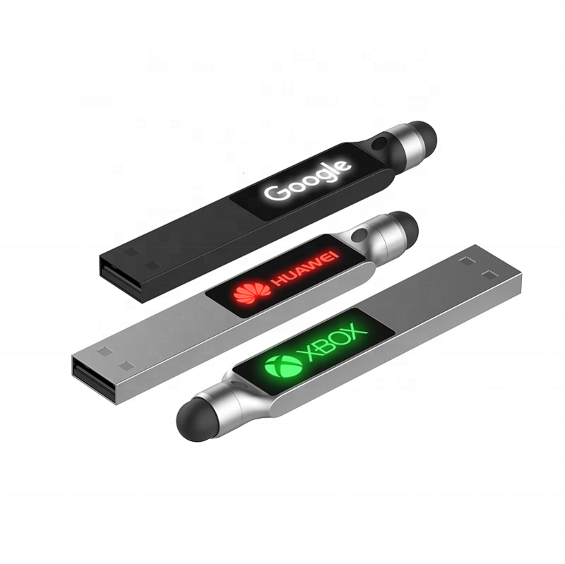 Promotion Gift Portable USB Flash Drive Touch Screen Popular Nice Metal USB Flash Drive with Led Logo Flat USB Memory Stick 3.0