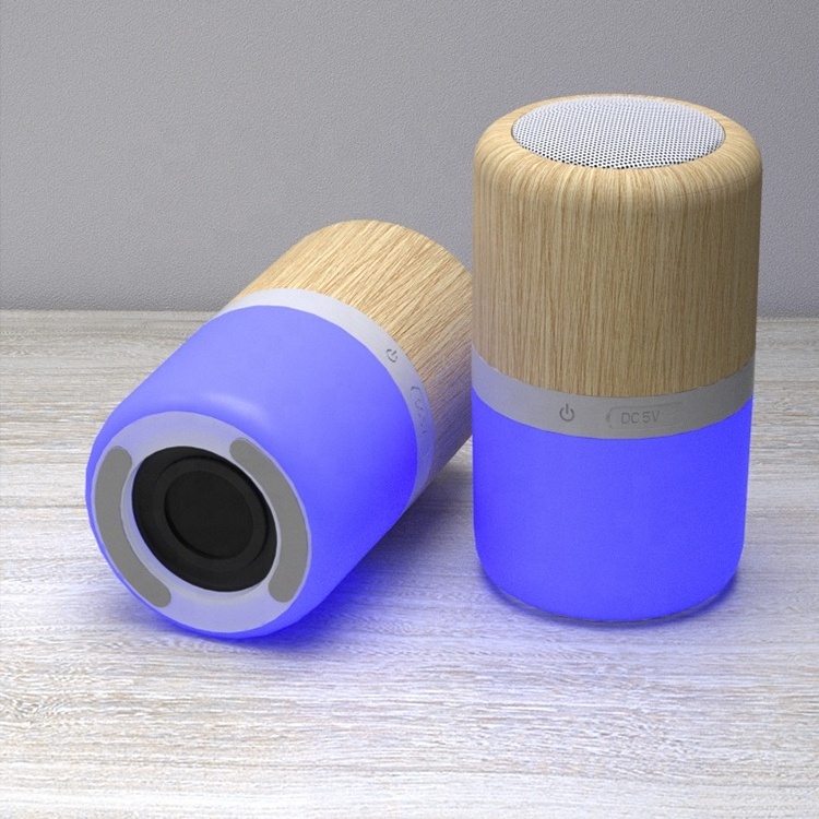 New Gadgets electronic LED light luminous wooden bamboo blue tooth speaker outdoor lantern bamboo blue tooth speaker