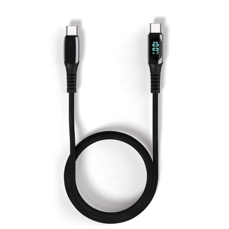 Wholesale LED Digital display usb c phone data sync cable PD LED light fast charging charger cable for iPhone