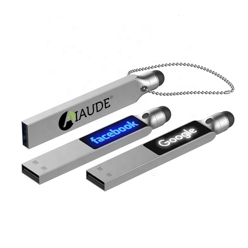 Promotion Gift Portable USB Flash Drive Touch Screen Popular Nice Metal USB Flash Drive with Led Logo Flat USB Memory Stick 3.0