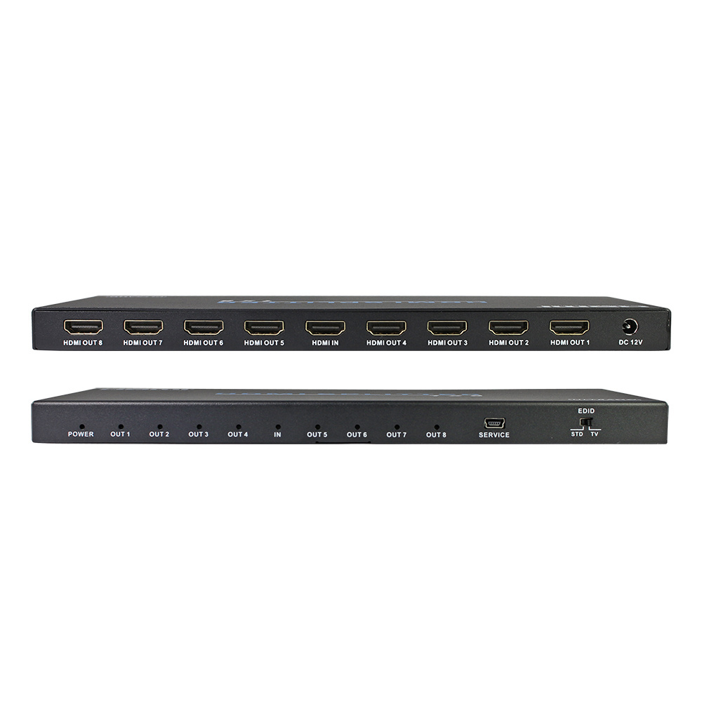 1 x 8-Port HDMI 18Gbps Splitter Amplifier 1 in & 8 Out Dual Display 4K X 2K HDCP Compliant Video Splitter & Converter