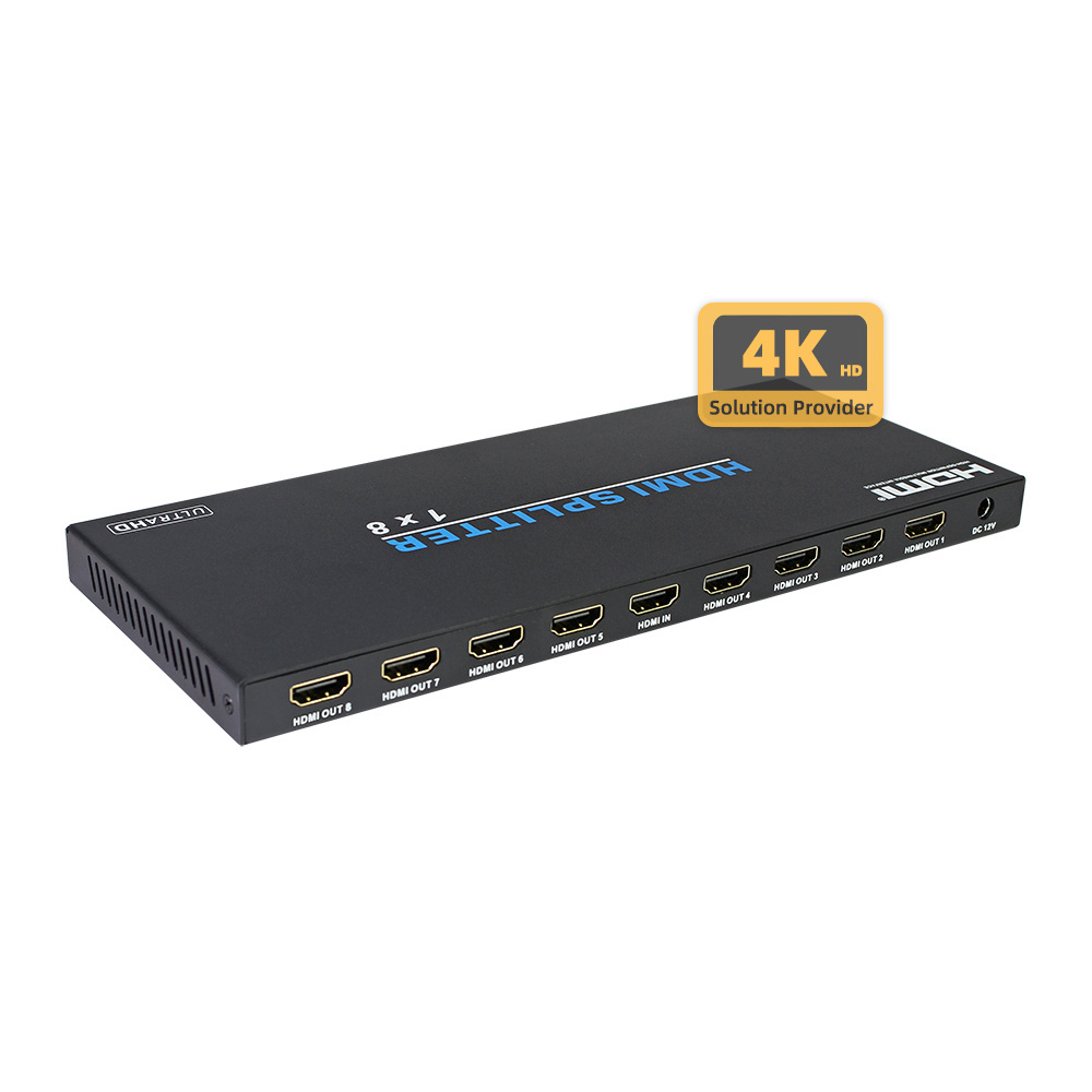 1 x 8-Port HDMI 18Gbps Splitter Amplifier 1 in & 8 Out Dual Display 4K X 2K HDCP Compliant Video Splitter & Converter