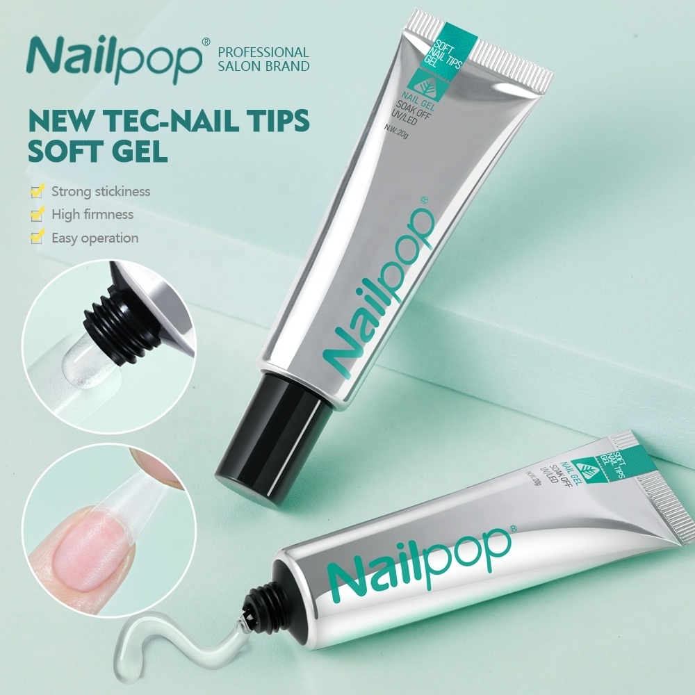 Nailpop Wholesale Price Soft UV Gel Press On Nails Glue Long Lasting False Nails Glue Toxic Free Manicure Extension Nail Tip Gel