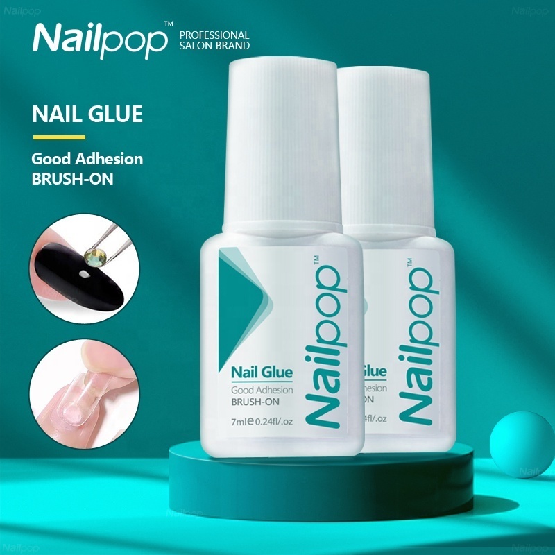 Nailpop Fast Drying Bond Glue for Transparent Professional False Nail Tips Extension Gel Sticker Rhinestone Nail Glue with Brush