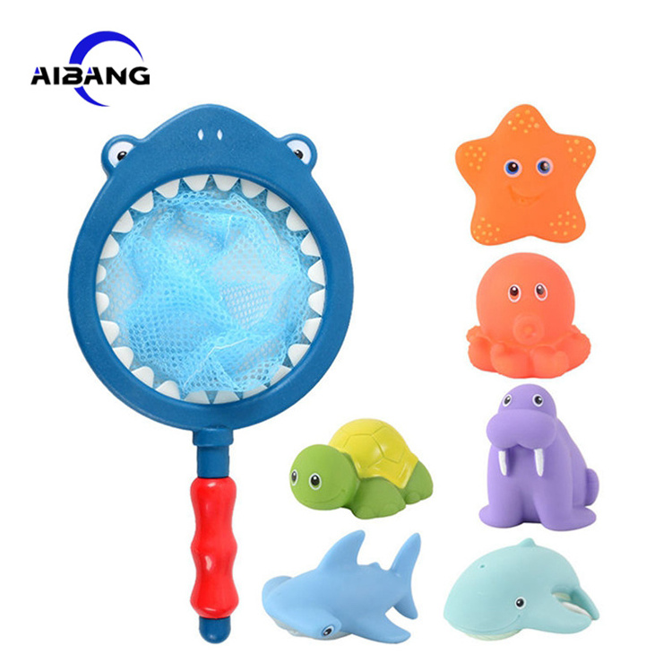 juguetes Kids Animal Soft Shark Fishing Net Whale Floating Shower Swimming Changing Color Squirt Toys Baby Bath Toys