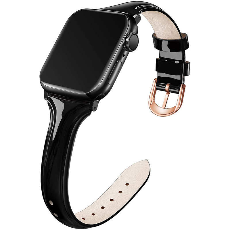 2024 Women Slim Replacement Smartwatch Wristband Designer Glossy Leather Women Thin Strap For Apple Watch Ultra Band